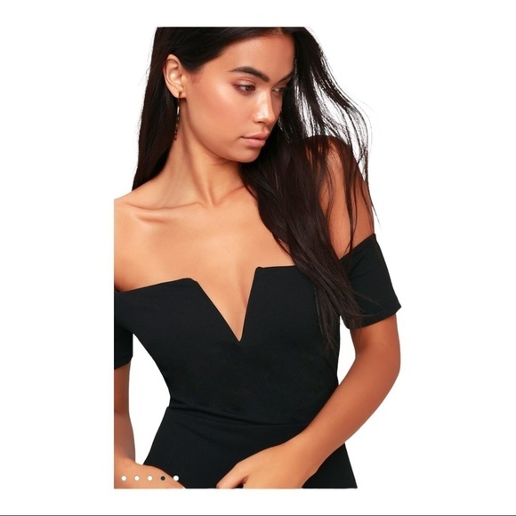 LULU'S Black Off the Shoulder Bodycon Maxi Gown Size Small bridesmaid - Picture 5 of 11